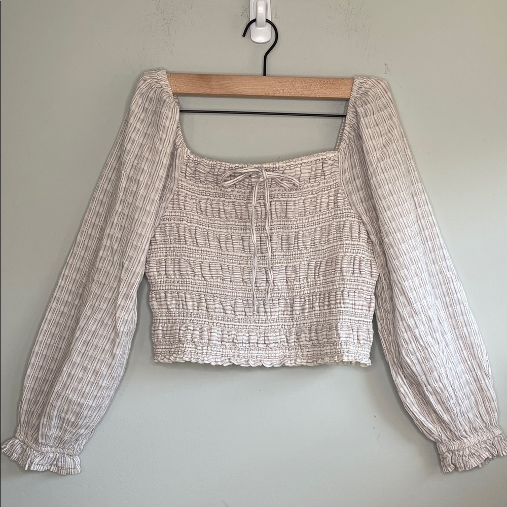 American Eagle Outfitters Cream Textured Top  size XL